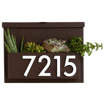 You've Got Mail Mailbox with Planter, Brown, Four Silver Numbers