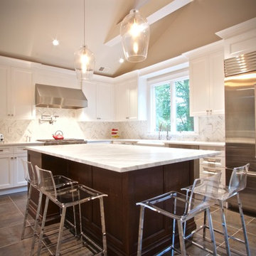 Vaulted Ceiling Contemporary White Kitchen