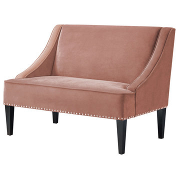 Inspired Home Aryanna Bench Upholstered, Blush Velvet