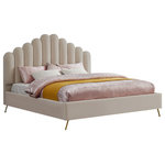 Meridian Furniture - Lily Velvet Bed, Cream, King - Elegant and eye-catching, the stunning cream velvet Lily King Bed from Meridian Furniture is the perfect addition to any space.