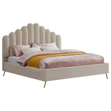 Lily Velvet Bed, Cream, King