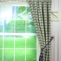 Paroo Cotton Blend Small Check Double Pinch Pleat Curtains & Drapes - Curtains