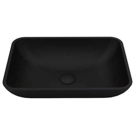 VIGO Sottile 18"L x 13"W x 4"H Glass Rectangular Vessel Bathroom Sink, Black