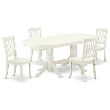 East West Furniture Vancouver 5-piece Wood Dining Table and Chairs in White