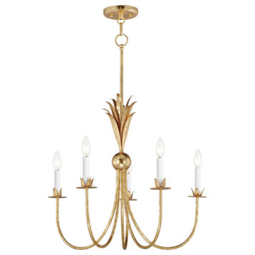 Maxim 2885 Paloma 5 Light 26"W Taper Candle Style Chandelier - Gold Leaf