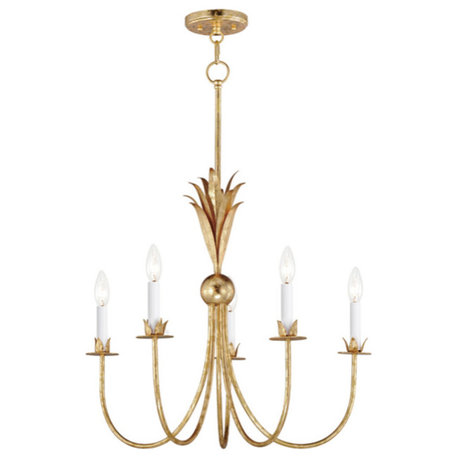 Maxim 2885 Paloma 5 Light 26"W Taper Candle Style Chandelier - Gold Leaf