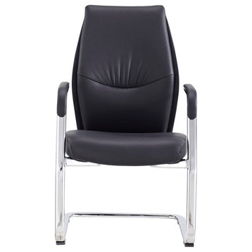 Zuri Furniture Franklin Modern Guest Chair Soft Black Top Grain Leather