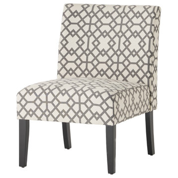 GDF Studio Kendal Fabric Grand Accent Chair, Gray Geometric/Single