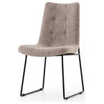 Four Hands - Camile Dining Chair,Savile Flannel - Delicate tufting delivers a classic design touch to modern-minimalist style. Slim iron legs curve in a midnight tone to support flannel-hued high-performance fabric perfect for everyday dining.