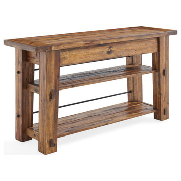 Durango 54"L Industrial Wood Console/Media Table, Two Shelves