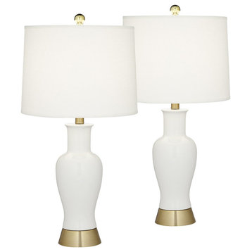 Pacific Coast Olympia 2-Light Table Lamp (Set Of 2) 410M0, Ivory-Beige/Almond