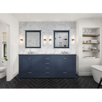 Dukes Bath Vanity, Navy Blue, 80", Without Top, Vanity Only