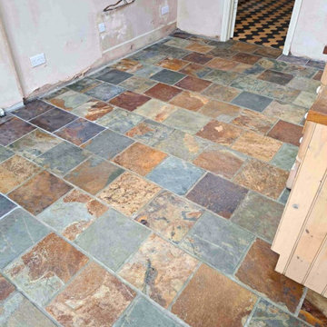 Restoring a Multi Coloured Slate Kitchen Floor in Penarth