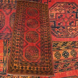 Old wool Afghan rug in gold colour - Floor Rugs