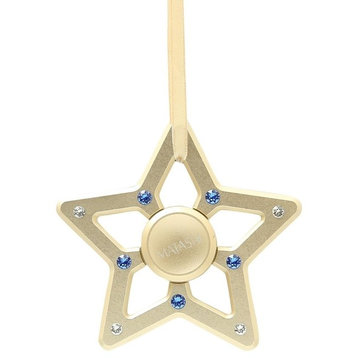 24k Gold Plated Hanging Christmas Tree Star Spinner Ornament