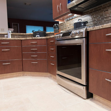 Contemporary Kitchen Remodel features lots of drawer storage and grain-matched e