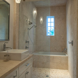 75 Beautiful Travertine Tile Bathroom With Concrete Countertops