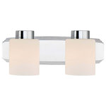 Dolan Designs - Dolan Designs 3502-26 Westport - Two Light Bath Bar - Mounting Direction: Up/Down  Shade Included.Westport Two Light Bath Bar Chrome Satin White Glass *UL Approved: YES *Energy Star Qualified: n/a  *ADA Certified: n/a  *Number of Lights: Lamp: 2-*Wattage:100w Medium Base bulb(s) *Bulb Included:No *Bulb Type:Medium Base *Finish Type:Chrome