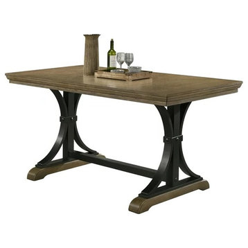 Counter Dining Table, Trestle Metal Base With Rectangular Wooden Top, Driftwood