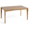 GDF Studio Grace Mid-Century 6-Seater Rubberwood With Walnut Veneer Dining Table, Natural Oak