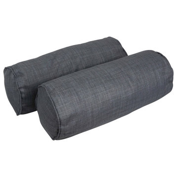 20"X8" Double-Corded Polyester Bolster Pillows With Inserts, Set of 2, Cool Gray