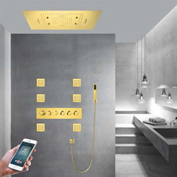 LED Rainfall Mist Shower System With Hand Shower, Phone Control Light - Showerheads And Body Sprays
