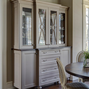 Custom Hutch with Seeded Glass Doors and Bun Feet