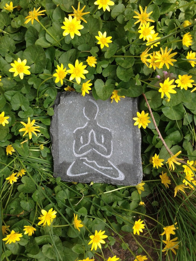 Stone marker in a Meditation garden