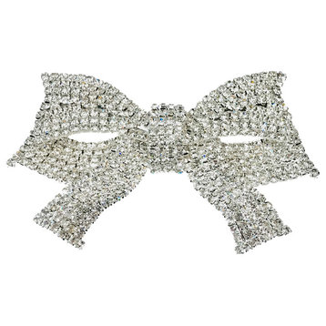 Silver Crystal Bow Holiday Decorating Pin-Pillow