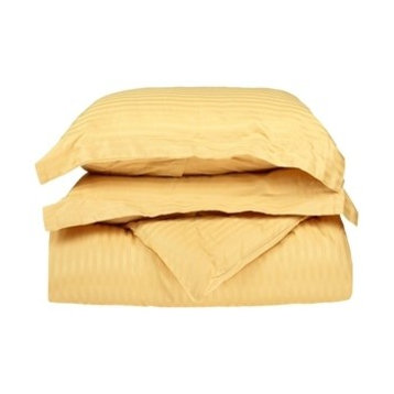100% Egyptian Cotton Lightweight Stripes Duvet Cover Set, Gold, King/Cal King