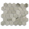 2" Hexagon Athens Grey Marble Tile Haisa Dark Mosaic Polished, 1 sheet