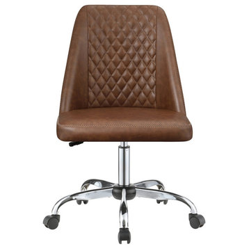 Upholstered Diamond Tufted Back Office Chair, Brown