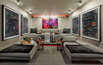 Before and After: A Typical Garage Becomes a Vibrant Home Theater