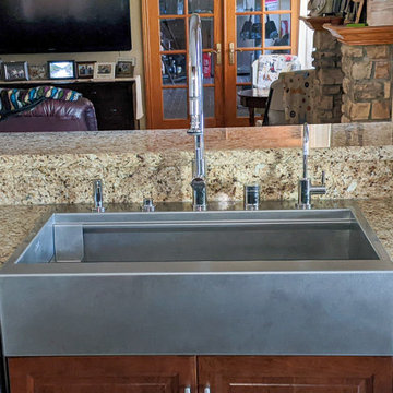 Cracked Granite Solution - New Stainless Farmhouse Sink