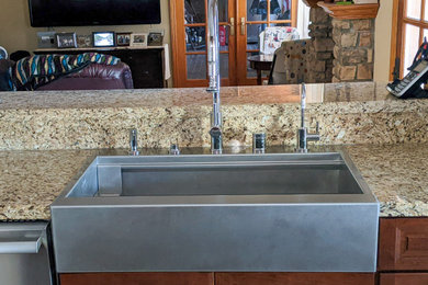 Cracked Granite Solution - New Stainless Farmhouse Sink