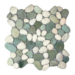 Green & White Pebble Tile - Tile