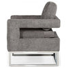 Limari Home Edna Modern Velvet & Stainless Steel Accent Chair in Dark Gray