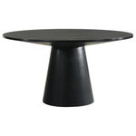 Lilola Home - Jasper 59" Wide Contemporary Round Dining Table, Ebony Black - Looking to elevate your dining space? The Jasper collection brings a sleek and modern wood table to your dining experience. Gather around as the round table with pedestal base will help everyone engage in conversation during their dining experience. This dining table will surely grab anyone's attention as they enter the room.