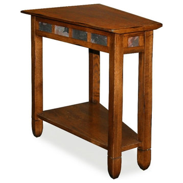 Leick Furniture Rustic Slate Wood Recliner Wedge End Table in Rustic Oak