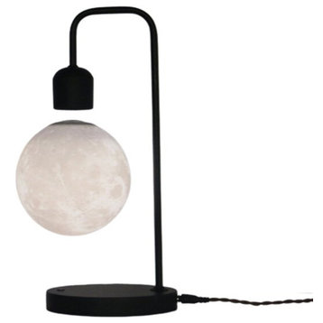 Creative Silver/Black Iron 3D Levitating Moon LED Table Lamp, Black