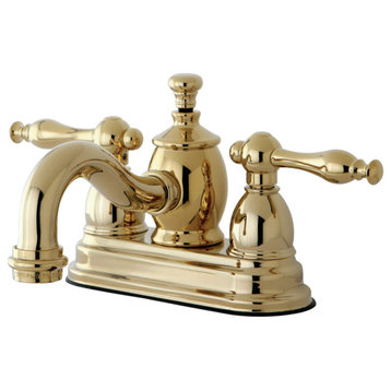 Kingston Brass 4" Centerset Bathroom Faucet w/Brass Pop-Up, Polished Brass