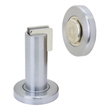 Modern Door Stop/Holder and Magnetic Catch, Satin Chrome