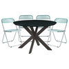 LeisureMod Lawrence 5-Piece Dining Set With Chairs and Dining Table, Jade Green