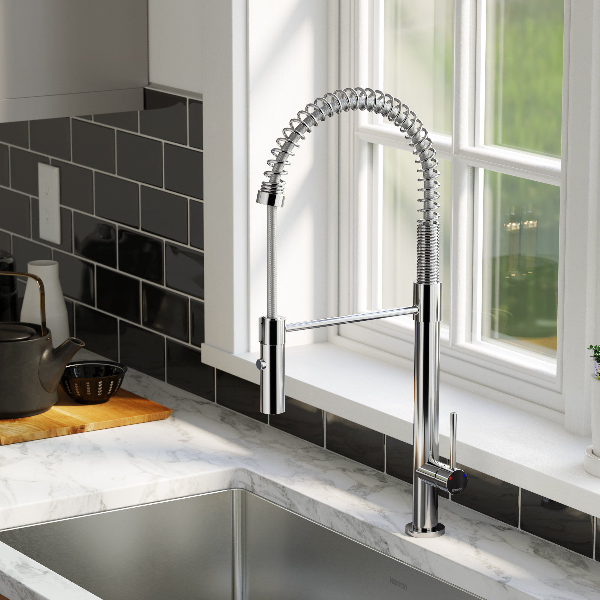 Karran Single-Handle Pull-Down Sprayer Kitchen Faucet, Chrome