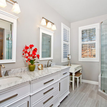 Transitional Wildomar Master Bathroom Remodel by Classic Home Improvements