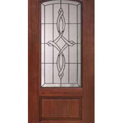 Entry Single Door 80 Fiberglass Marsais 1 Panel Arch Lite Glass - Front Doors
