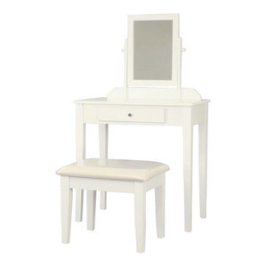 Wood 3 Pc Vanity Set Transitional Bedroom Makeup Vanities By Wood 3 Pc Vanity Set In White