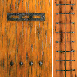 Knotty Alder Exterior Prehung Door with One Sidelite, Clavos - Front Doors