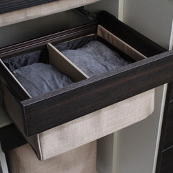 Pull-Out Divided Deep Drawer with Wood Front - "Beach" Fabric - Products