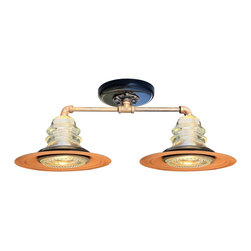 Railroadware - Insulator Light 7" Rusted Metal Hood Ceiling Light - Flush-mount Ceiling Lighting